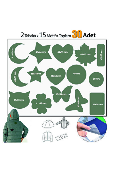 FIXALL ADHESIVE PRODUCTS Yapışkanlı Polyester Kumaş Çeşitli Şekilde 30 adet M...