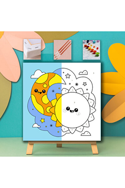 Carmen Çocuklar için Sayılarla Boyama Seti - Ay ve Güneş