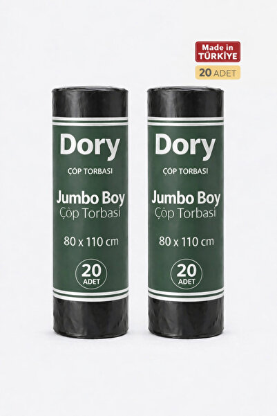 Dory Jumbo Boy Çöp Poşeti-Çöp Torbası 2 Adet 80x110 300 Gr Siyah
