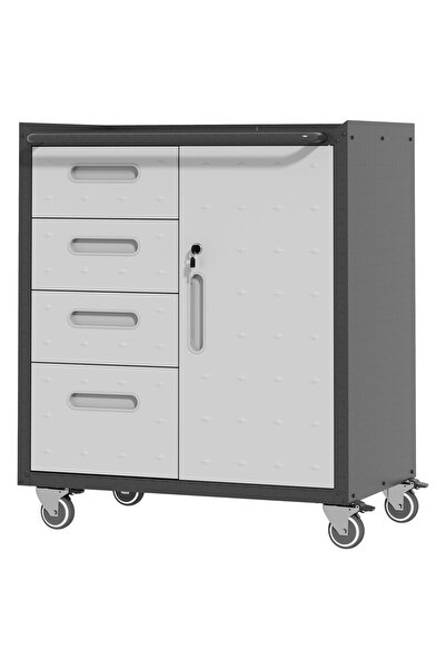 concent Multi-purpose mobile storage cart with four drawers – gray on-grey iron