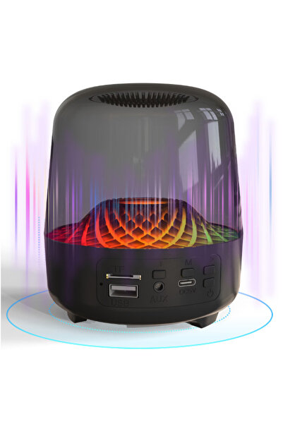 OEM Boxă portabilă transparentă RGB, 12 cm, Bluetooth, USB, AUX, TF, DC5V, cu...