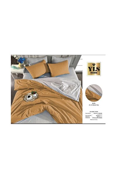 yls home Double bed linen LG_03 Mustard/ Grey - 4 pieces, 2 persons, 240X260