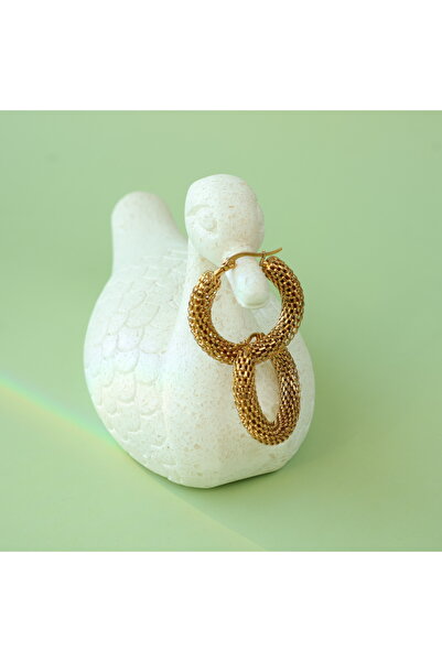 B Design jewelry أقراط من الفولاذ المقاوم للصدأ بتصميم حلقي منسوج