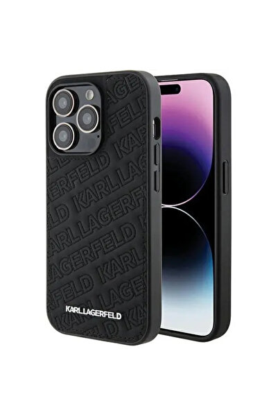 Karl Lagerfeld Carcasă matlasată cu model K pentru iPhone 15 Pro - neagră