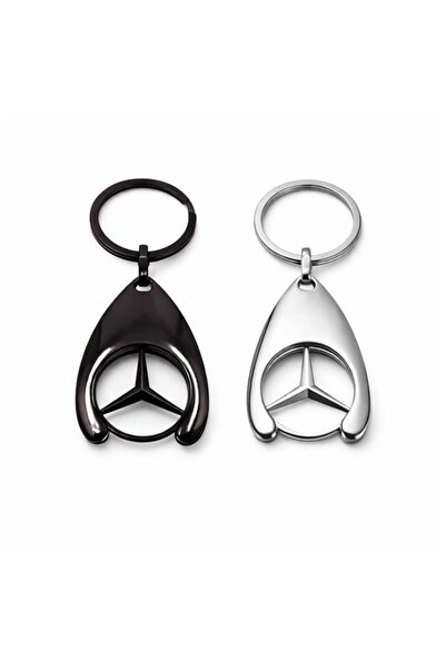 Depox Set de două brelocuri, Mercedes, 7,5 cm, metal, argintiu/negru