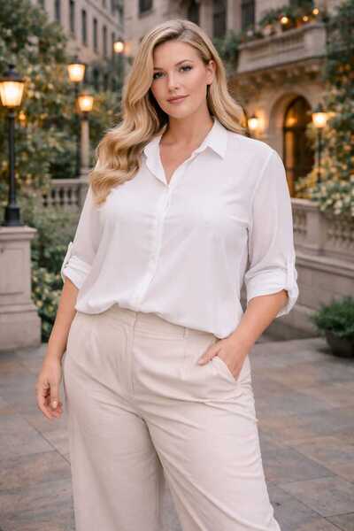 tuana büyük beden gizli pat jesıka gömlek