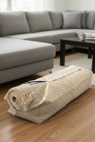 SER&YAT Rug and Carpet Storage Bag - Cream Color 2-Piece Zippered Rug Cover - Compatible with up to 6m
