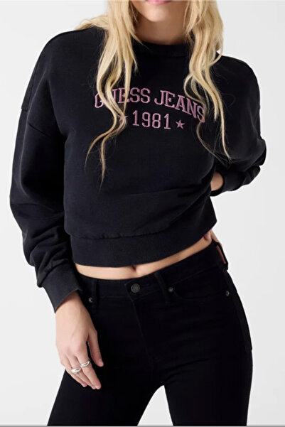 Guess Kadın Bisiklet Yaka Sweatshirt - Siyah