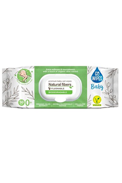 GoWipes Baby wet wipes, Ultra-soft cellulose, Olive, lid, 50 pcs,
