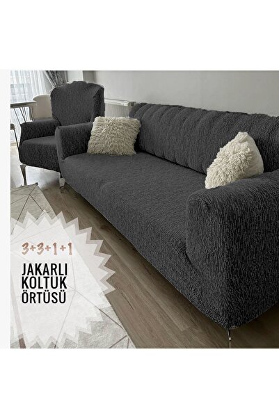 beyvetçe Jakarlı Düz Desen 3311 koltuk örtüsü Kanepe Örtüsü | Lastikli Koltuk...