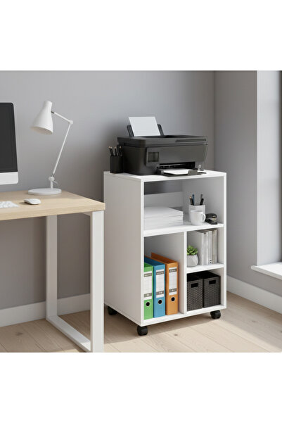 AYZ Cuup Tekerlekli Yazıcı Masası Pikap Sehpası Yazıcı Dolabı Çok Amaçlı Dola...