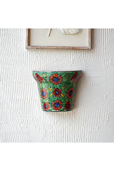 Generic حامل نباتات جداري من السيراميك مزين بزخارف زهرية