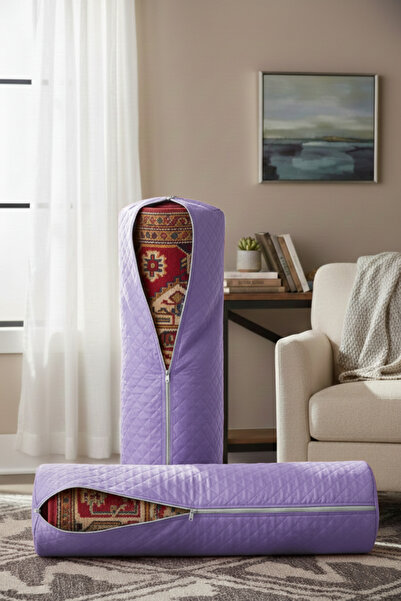 SER&YAT حقيبة تخزين للسجاد والبسط - حقيبة سجاد بسحاب بلون أرجواني - 2 قطعة - ...