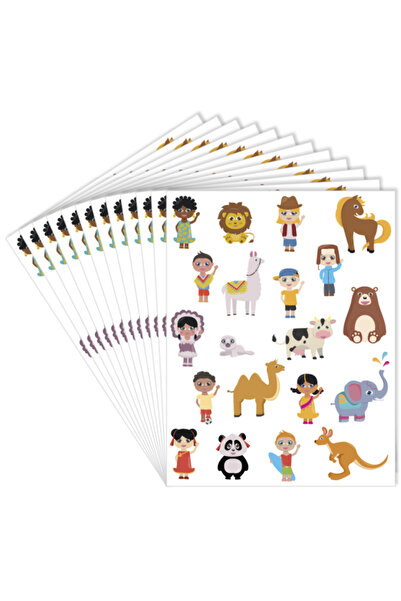 Loolipo Set de 240 de stickere - Copii și animale din întreaga lume