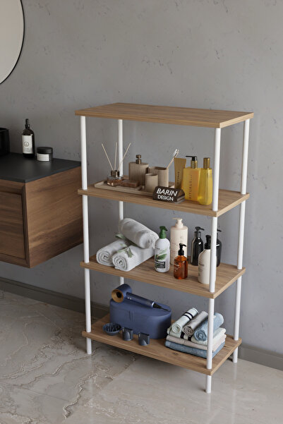 BARIN DESIGN 4 Katlı Çevir Kur Metal Gövdeli Banyo Rafı | Çok Amaçlı Düzenley...