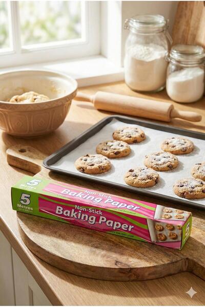 h homerest ورق خبز قابل للقطع بطول 5 أمتار، ورق مقاوم للزيت، ورق صينية خبز غي...