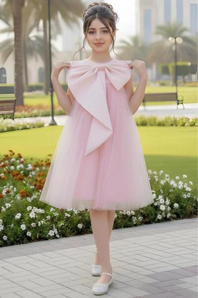 Alesaei-mondo tondo فستان بناتي سهرات بفيونكة كبيرة على الصدر S01191