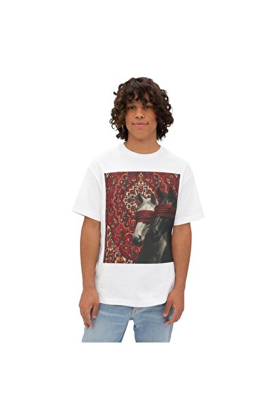 FALAVİ Ethnic Horse Pattern T-Shirt