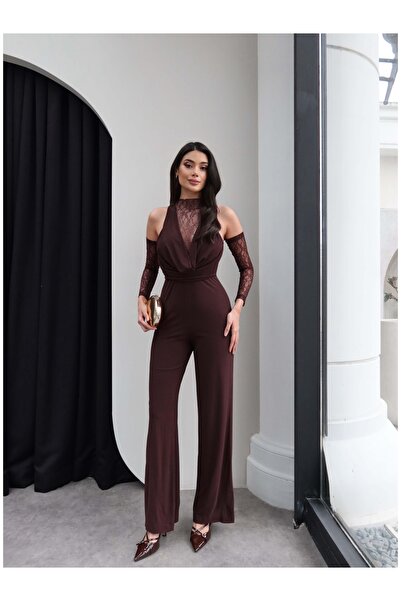 ESRAHELVACI Ruffled Collar Lace Jumpsuit