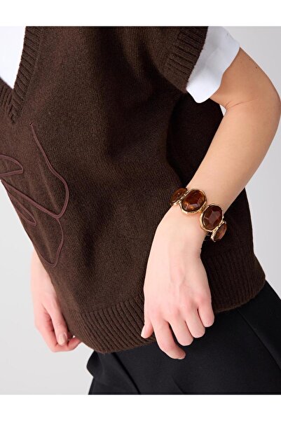 Jimmy Key Kahverengi Çoklu Büyük Taş Figürlü Bileklik