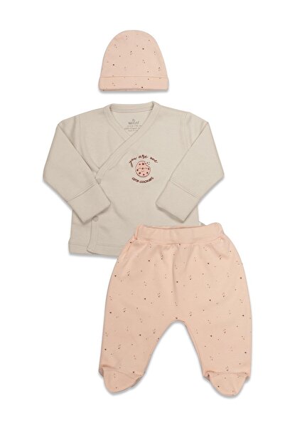 Bistyle مجموعة من 3 قطع معتمدة من GOTS، لونها السالمون اللطيف - للجنسين