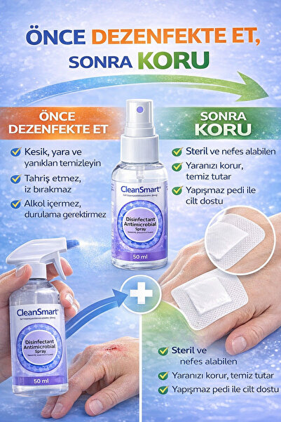 DS Sağlık Esnek (nonwoven)Yara Örtüsü 9cm*10cm - (10 Adet)50 ml Antiseptik Sp...