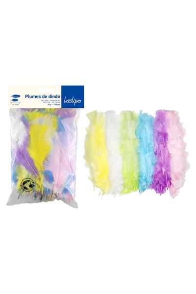 Loolipo Set of 300 colorful turkey feathers, 12/18 cm