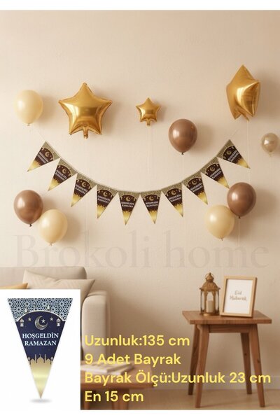 Brokoli Home Hoşgeldin Ramazan Yazılı Üçgen Flama Ramazan Bayramı Dini Ramaza...