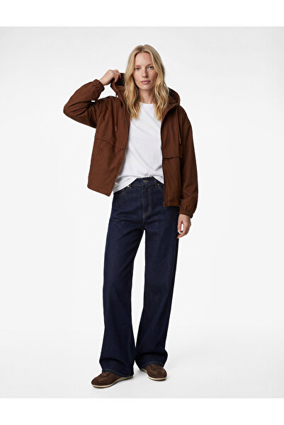 Koton Long Sleeve Hooded Raincoat with Zippered Pockets