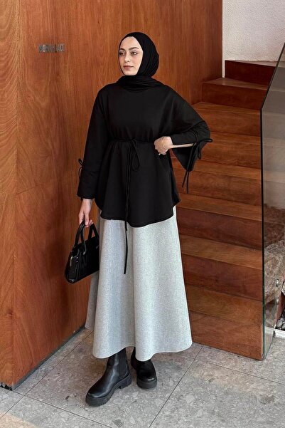 lamelif Світшот з розрізом, чорний