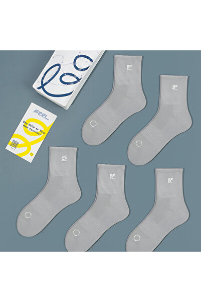 FEEL Men's Quarter Socks - 5 Pieces - Grey