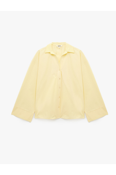 Koton Cotton Long Sleeve Poplin Oversize Shirt