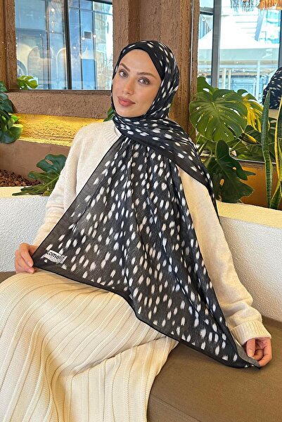 lamelif Ceylan Desen Soft Şal Siyah
