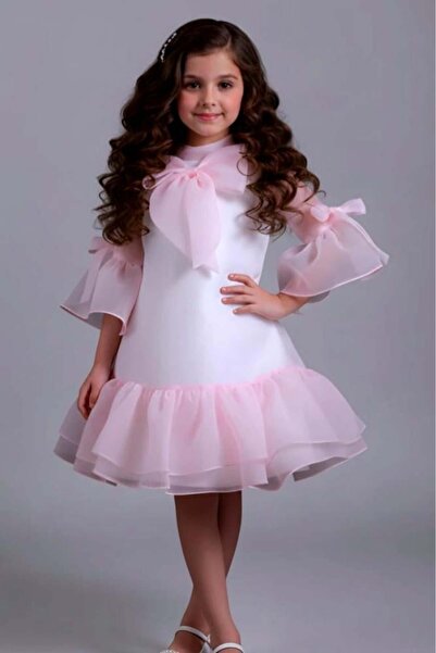 Alesaei-mondo tondo فستان بناتي وردي سهرات S01156