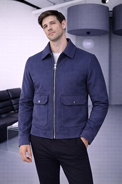 BASEL.CO Basic Suede Jacket with Pocket Detail