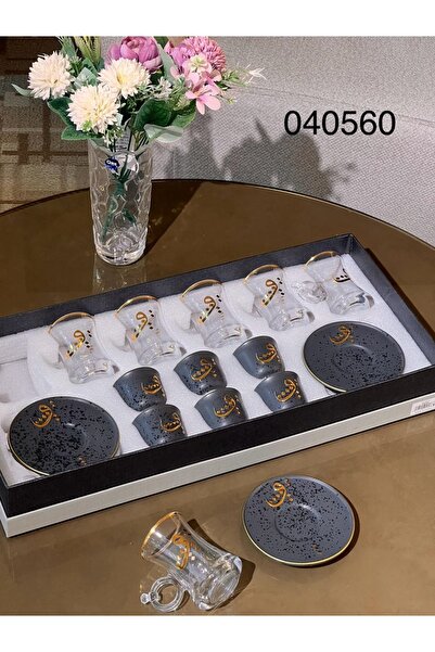 Louvre 18-piece embossed tea and coffee cup set