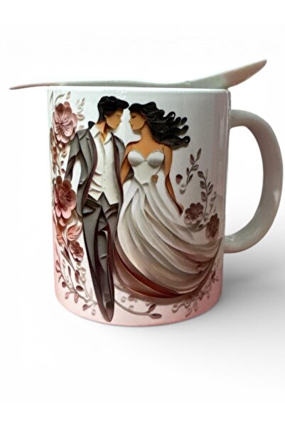 OEM Cana Cadou "Tineri Casatoriti" 2 bucati– 250 ml, Ceramica Ideala pentru V...