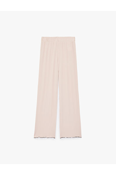 Koton Relaxed Fit Ribbed High Waist Cotton Pajama Bottoms