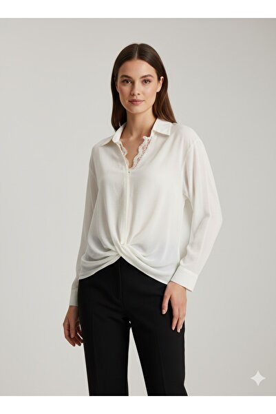 Ekol Blouse with Lace Collar Detail 2830