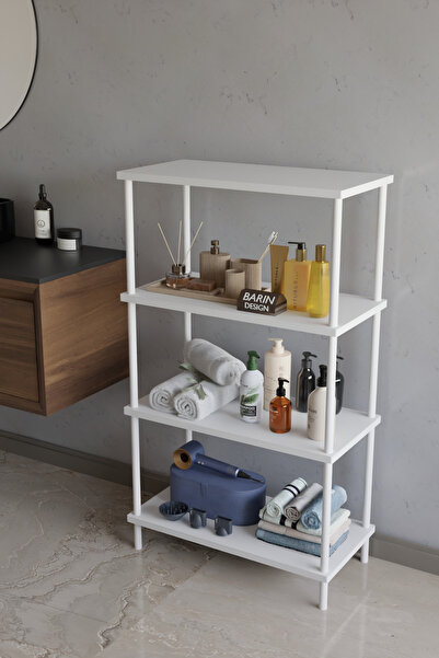 BARIN DESIGN 4 Katlı Çevir Kur Metal Gövdeli Banyo Rafı | Çok Amaçlı Düzenley...