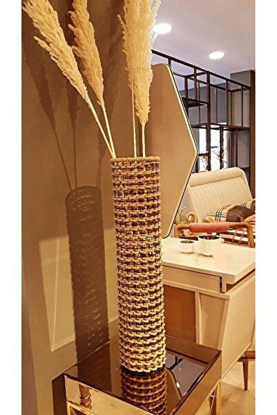 Empressco Metal Tel Hasır Örgülü Vazo 70cm Pampas Çiçeklik Dekorasyon Yeri