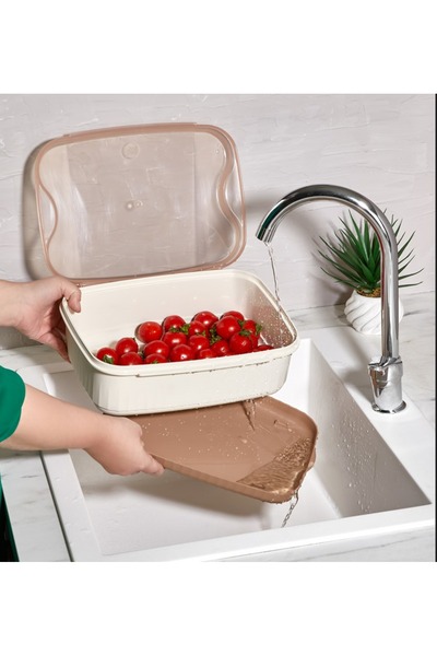 VİP AHMET Rüya Süzgeçli Saklama Kabı Kumsal Renk 4500 ml