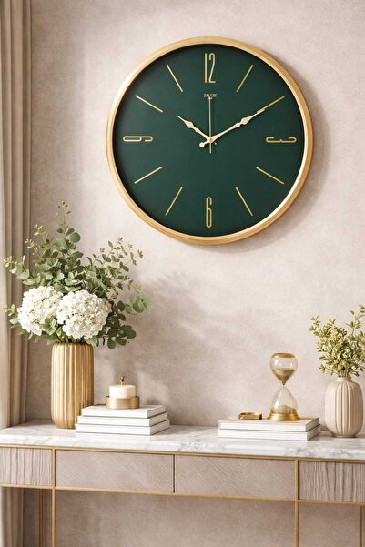 Galaxy Exculusive Dekoratif Duvar Saati Gold Çerçeve İnce Rakam 50 Cm
