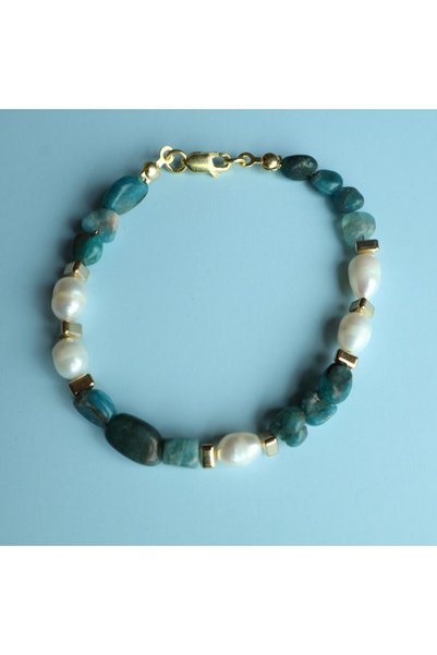 B Design jewelry بيلينا - سوار من حجر الأباتيت واللؤلؤ والهيماتيت