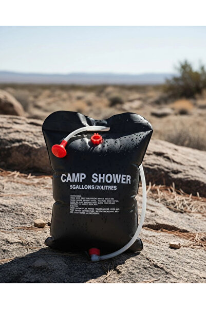 Epilons Duș portabil de camping cu încălzire solară, soluție igienică cu o ca...