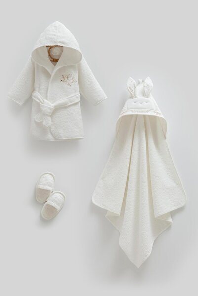 Caramell Premium Milano Girls' Robe Set Ecru
