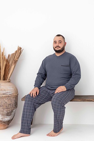 Tarık Set de pijamale pentru bărbați, în carouri afumate și cu model pătrat, ...