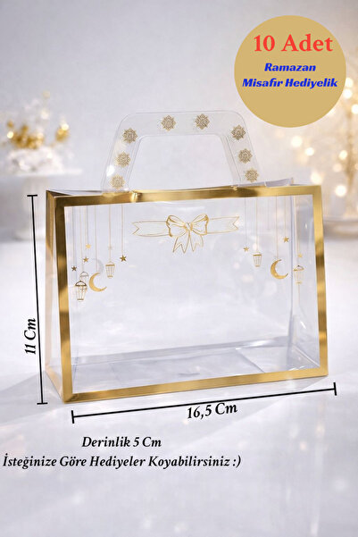 CHANCE GİFT Ramazan Hediyelik Asetat Çanta 10 Adet – Şeffaf Misafir Hediye Ku...