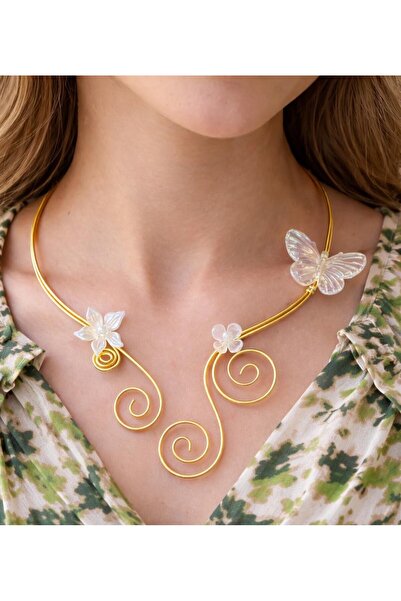 abeljewelry Kelebek Tasarımlı Fairycore İnci Boncuklu Kolye