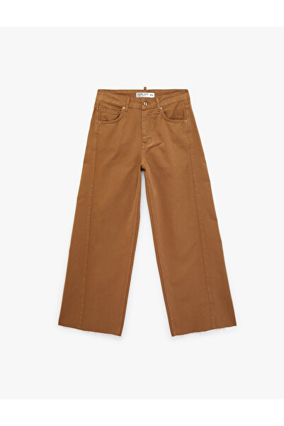 Koton Cotton Stitched Detailed Straight-Leg Comfortable Fit Baggy Denim Trous...